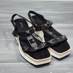 VANELi Edrys Studded Sandals Espadrille Platform Black Size 10.5 Narrow